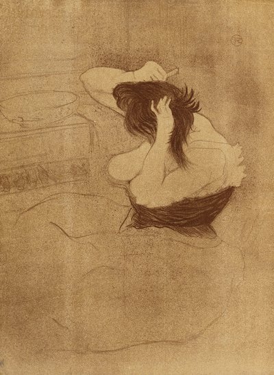 Žena česající si vlasy - La Coiffure, Talíř VII od Elles; Žena česající si vlasy - Účes, Talíř VII z Elles, 1896 od Henri de Toulouse Lautrec