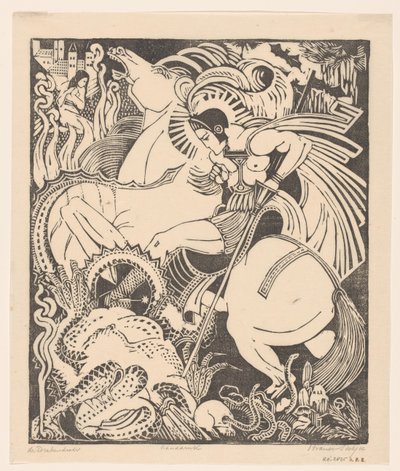 De drakendooder (původní název na objektu) od Henri van der Stok (signed by artist)