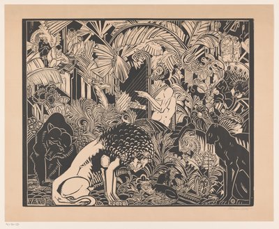 Orpheus hraje na harfu pro zvířata od Henri van der Stok (signed by artist)
