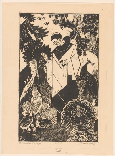 Sv. František a ptáci (původní název na objektu) od Henri van der Stok (signed by artist)