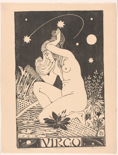 Znamení zvěrokruhu Panna Panna (titul na předmětu) od Henri van der Stok (signed by artist)