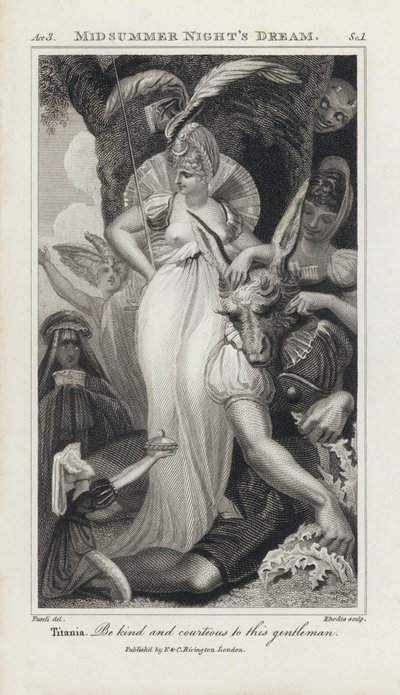 Ilustrace k Shakespearově hře Sen noci svatojánské (rytina) od Henry  Fuseli