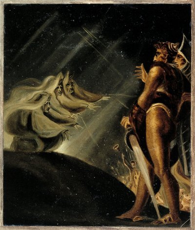 Čarodějnice plující nad Macbethem a Banquom - od Fussli (Fuseli), Johann Heinrich od Henry  Fuseli