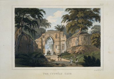 Brána Katwali a ‚Kotwali Darwaza‘, ruiny Gaur od Henry (after) Creighton