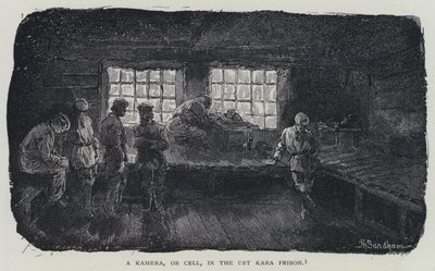 Kamera nebo buňka ve věznici Ust Kara (litho) od Henry (after) Sandham