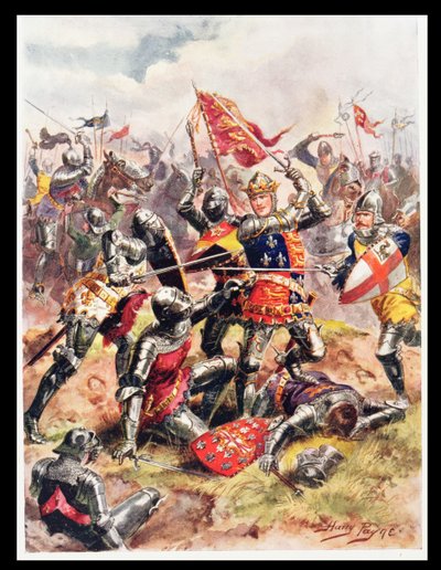 Král Jindřich V. (1387-1422) Bojuje s hrdinskou odvahou, ilustrace z 