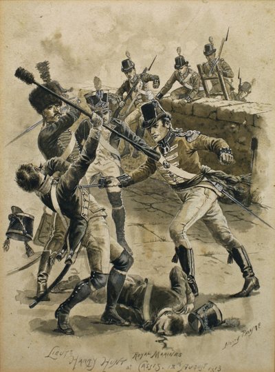 Poručík Harry Hunt Royal Marines v Cassis dne 18. srpna 1813 od Henry A. Payne