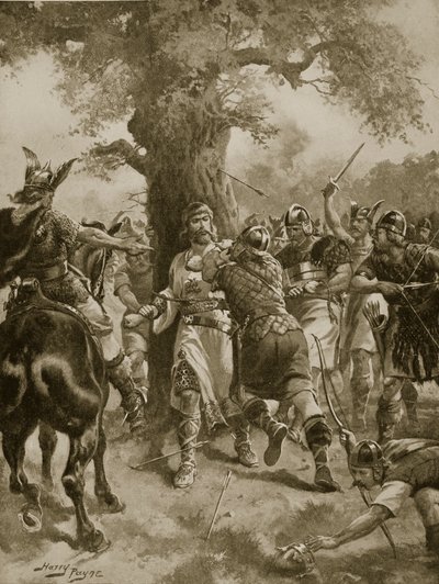 St. Edmund Slain by the Danes, 870 AD, ilustrace z 