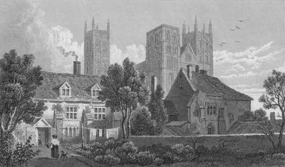 Canterburská katedrála. Kent, c1831 od Henry Adlard