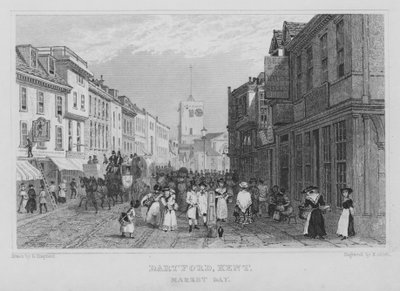 Market day, Dartford, Kent (rytina) od Henry Adlard