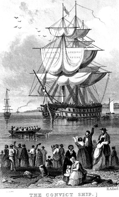 The Convict Ship, c1820. od Henry Adlard