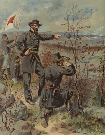 Generál Sherman na Kenesaw Mountain, Georgia, Americká občanská válka, 4. října 1864 (chromolitho) od Henry Alexander (after) Ogden