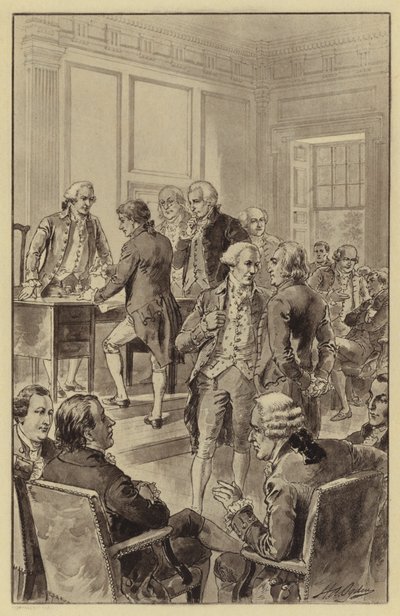 Podpis Deklarace nezávislosti, 4. července 1776 (litho) od Henry Alexander (after) Ogden