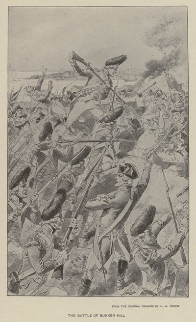Bitva o Bunker Hill (litho) od Henry Alexander (after) Ogden