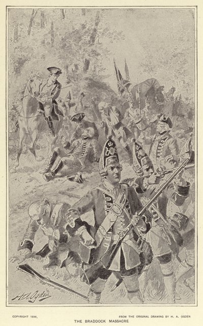 Braddockský masakr (litho) od Henry Alexander (after) Ogden