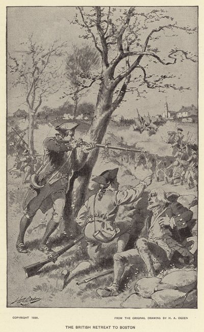Britský ústup do Bostonu (litho) od Henry Alexander (after) Ogden