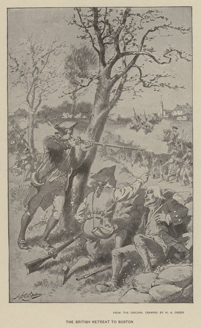 Britové ustoupí do Bostonu (litho) od Henry Alexander (after) Ogden