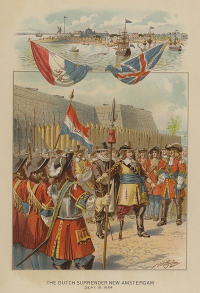 Holanďané kapitulují Nový Amsterdam, 8. září 1664 (chromolitho) od Henry Alexander (after) Ogden