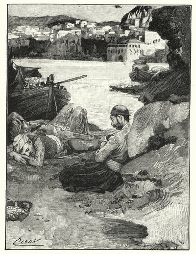 Polední siesta v Jaffě (litho) od Henry Andrew Harper