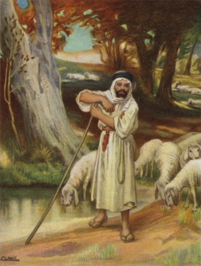 Pastýř a jeho stádo v Banias (barevní členové) od Henry Andrew Harper