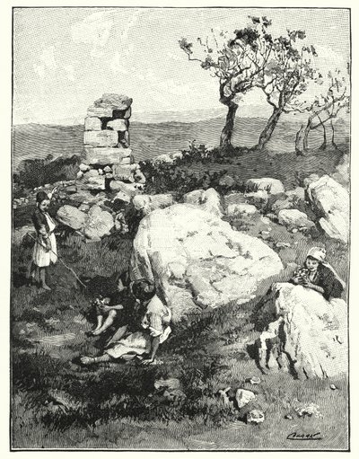 Starobylý mezník v Libanonu (litho) od Henry Andrew Harper