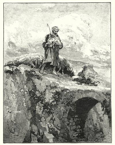 Most bez parapetu přes Jordán (litho) od Henry Andrew Harper