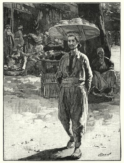 Východní pekař s košíkem na hlavě (litho) od Henry Andrew Harper