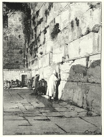 Židovské místo nářků, Jeruzalém (litho) od Henry Andrew Harper