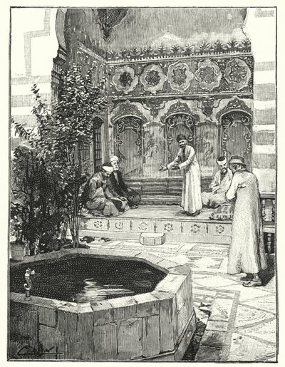 Přijímání hostů v levan, Damašek (litho) od Henry Andrew Harper