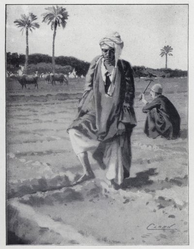 Zalévání nohou v Gizeh, Egypt (litho) od Henry Andrew Harper