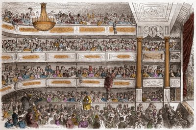 Hlediště divadla Theatre des Funambules v Paříži v 19. století - Theater des Funambules, boulevard du Temple v Paříži, v 19. století - Rytina Henriho Valentina (1822-1886) v „Tableau-de-Paris“ od Edmonda Texiera 1852 od Henry Augustin Valentin