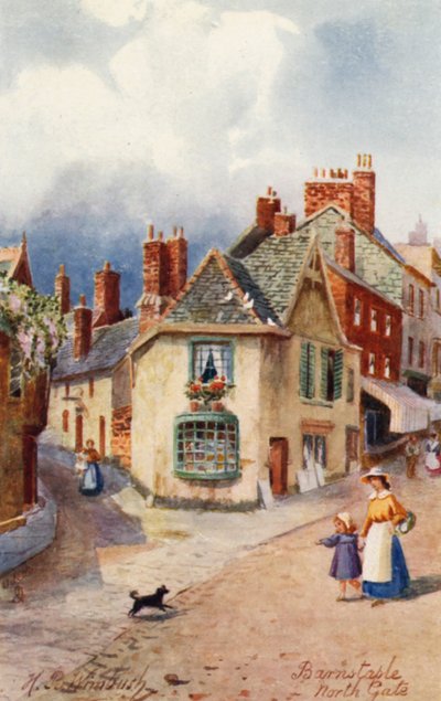 North Gate, Barnstaple (barevná litografie) od Henry B. (after) Wimbush