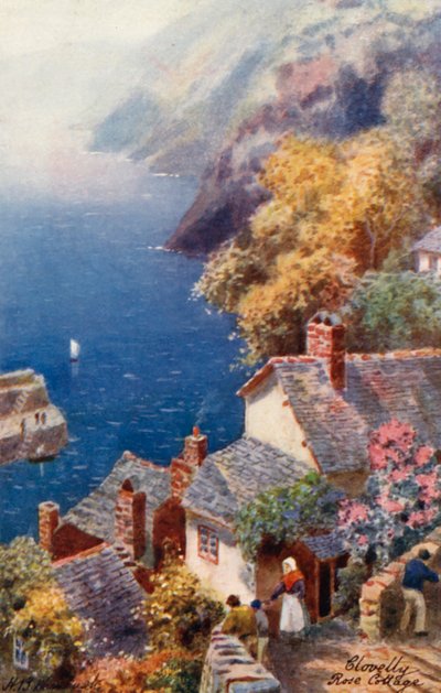 Rose Cottage, Clovelly (barevná litografie) od Henry B. (after) Wimbush