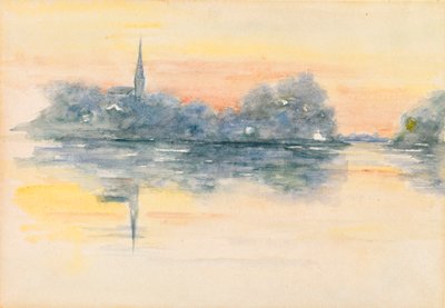 Kostel a jezero od Henry Bacon