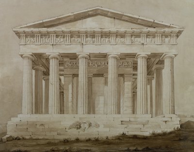Chrám Hephaestus, Atény (sépie wc na papíře) od Henry Bailey