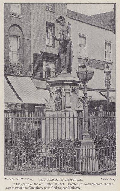 Památník dramatika a básníka Christophera Marlowa, Buttermarket, Canterbury, Kent (č/b foto) od Henry Beauchamp Collis