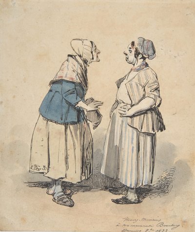 The Two Gossips Les Deux Commères, 1832. od Henry Bonaventure Monnier