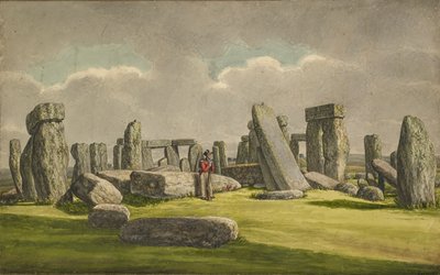 Stonehenge z W.S.W., ukazující ruiny s vojákem, 1824-1839 od Henry Browne