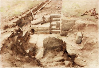 Bremenium, High Rochester v Redesdale (tužka a akvarel na papíře (nalepeno na kartě)) od Henry Burdon Richardson