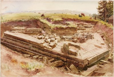 Cilurnum nebo Chestery (kvaš, tužka a akvarel na papíře) od Henry Burdon Richardson