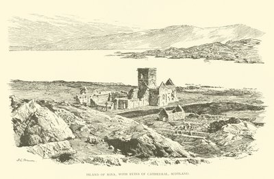 Ostrov Iona, s ruinami katedrály, Skotsko (rytina) od Henry Charles Brewer