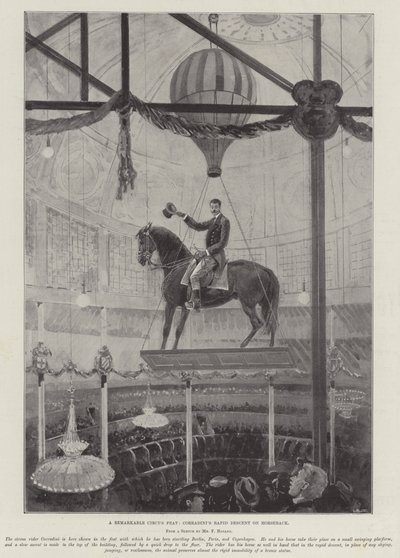 Pozoruhodný cirkusový kousek, Corradiniho rychlý sestup z koňského hřbetu od Henry Charles Seppings Wright