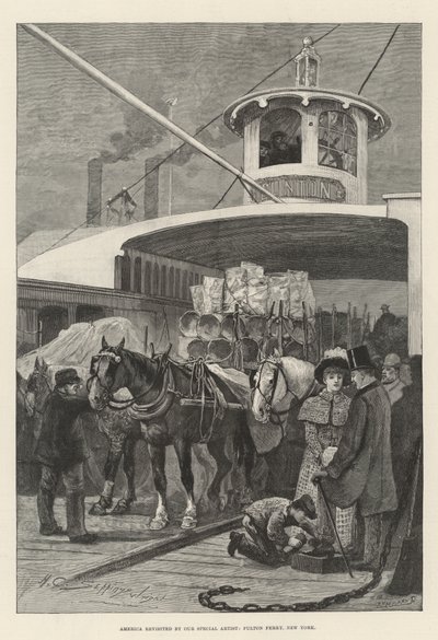Amerika znovu navštívená naším speciálním umělcem, Fulton Ferry, New York od Henry Charles Seppings Wright