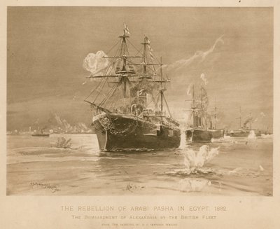 Bombardování Alexandrie britskou flotilou během povstání Ali Pasha, Egypt od Henry Charles Seppings Wright
