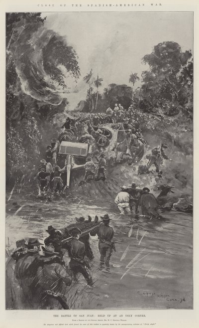 Konec španělsko-americké války, bitva u San Juan, držená na Ugly Corner od Henry Charles Seppings Wright