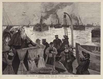 Generál William Booth, britský zakladatel Armády spásy, přijíždějící zpět do Southamptonu po svém světovém turné od Henry Charles Seppings Wright
