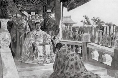 Han Yu při předávání pamětního listu (litografie) od Henry Charles Seppings Wright