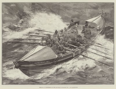 Záchrana rybářů záchranným člunem Sunlight č. 1 v Llandudnu od Henry Charles Seppings Wright