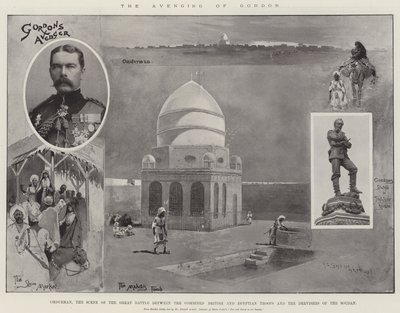 Gordonova pomsta, Omdurman, scéna velké bitvy mezi spojenými britskými a egyptskými vojsky a derviši ze Súdanu od Henry Charles Seppings Wright