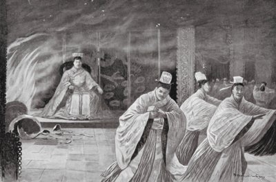 Císař se upálí ve svém paláci (litografie) od Henry Charles Seppings Wright